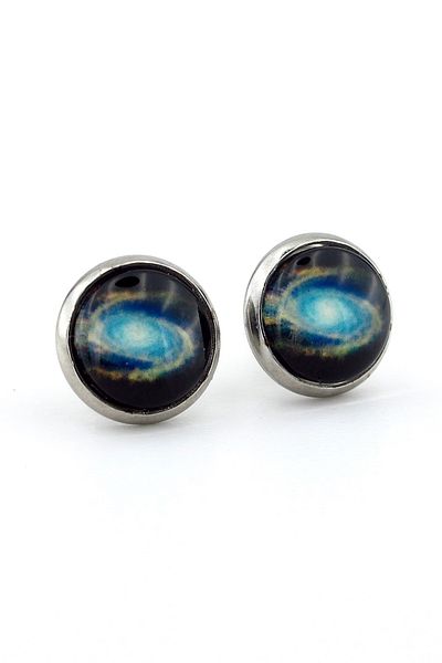 Solfera Milky Way Galaxy Pattern Stainless Steel Unisex Men's Earrings ER041