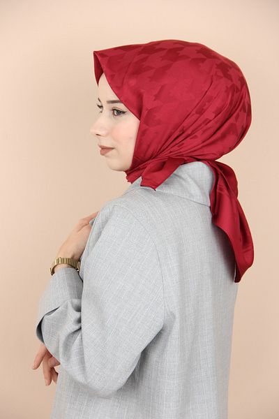 NehiripekHome Eșarfă jacquard cu model de picior de găină mare İpekhan burgundy