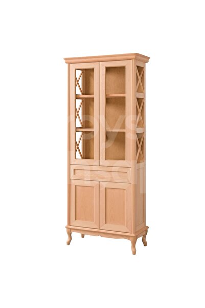 ROYS AHŞAP 6535 Masif Ham Çapraz Çıtalı Kapaklı Kitaplık