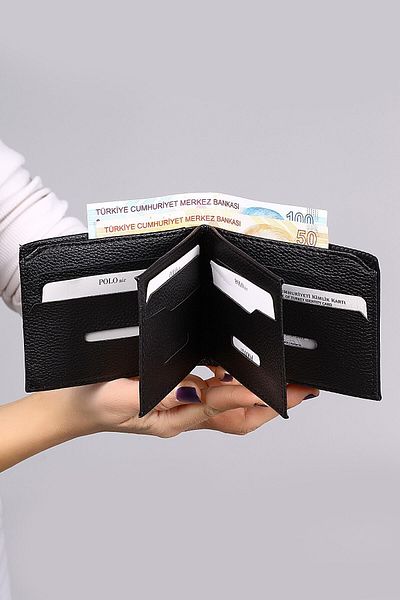 Polo Air Stripe Patterned Men's Wallet Black