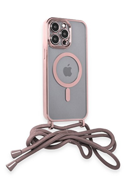 cepmoda iPhonE "14 PRO" İp Askılı Magsafe Lazer Telefon Kılıfı - Pembe Renkli...