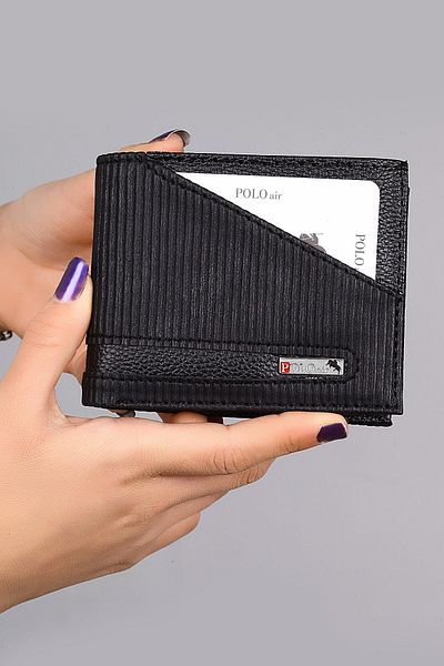 Polo Air Stripe Patterned Men's Wallet Black