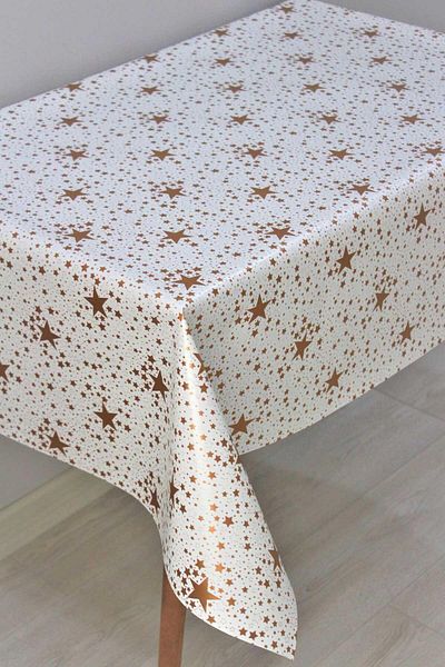 DedeEvTekstil Lined Star Pattern PVC Erasable Oilcloth Tablecloth Gray Star - 226-2slvr