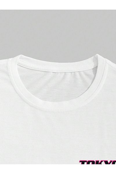 Jose Clothing Μπλουζάκι Unisex Λευκό εμπριμέ από οργανικό βαμβάκι Oversize κοντό μανίκι