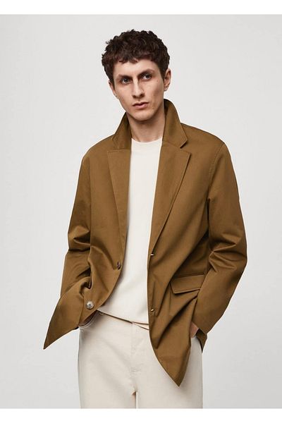 MANGO Man Bequem geschnittene Baumwollblazerjacke