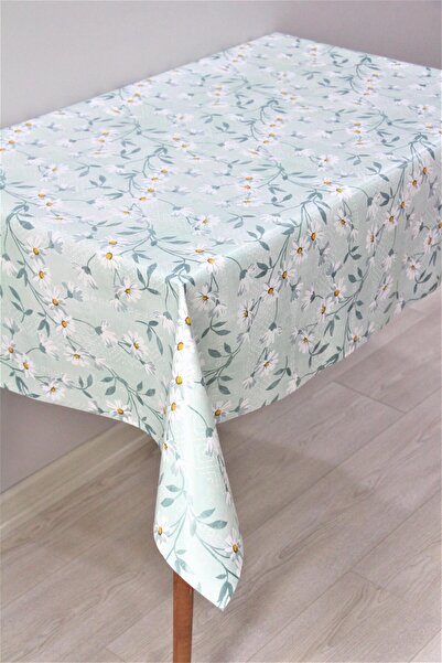DedeEvTekstil Elyaf Astarlı Silinebilir Pvc Muşamba Masa Örtüsü 1194-2 Papatya