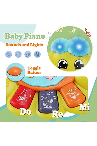 TUENGİ STORE Işıklı Müzikli Bebek Aktivite Oyuncağı Piyano Sevimli Tırtıl Müzikli Eğitici Oyuncak