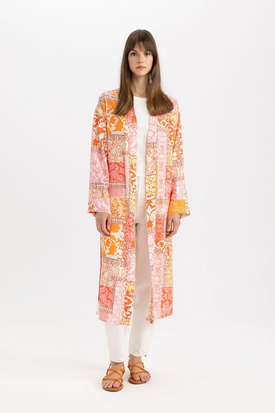 DeFacto Relax Fit Leak Collar Bedruckter Kimono C6340AX24SP