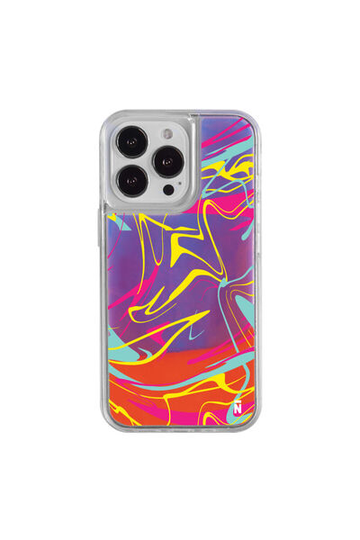 Casen حافظة هاتف ديناميكية لهاتف iPhone 13 Pro Max بتصميم تجريدي باللون البنف...