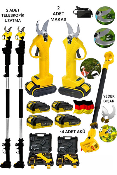 Germany Steel 838RP 4 AKÜLÜ ŞARJLI 2 MAKAS 2 TELESKOPİK  2 METRE UZATMALI  AK...