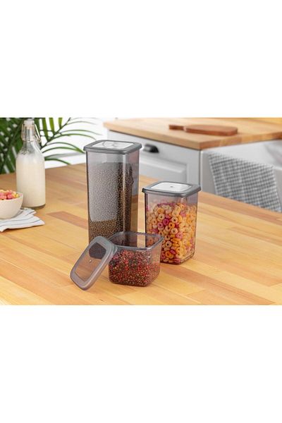 simplicity Set of 3 Tidy Square Food and Spice Storage Container