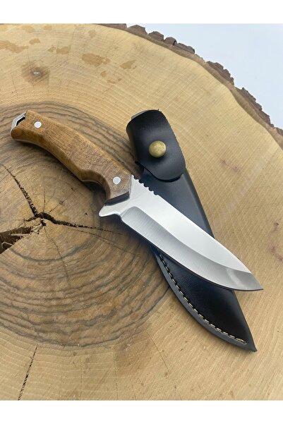 göcen Özel Yapım Kök Ceviz Kabzeli Kamp Bıçağı Outdoor Bıçak Bushcraft Bıçak Deri Kılıflı