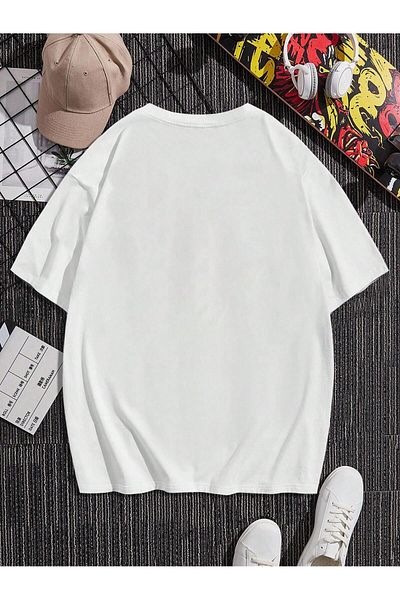 Jose Clothing Μπλουζάκι Unisex Λευκό Αράχνη με στάμπα από οργανικό βαμβάκι Oversize με κοντό μανίκι