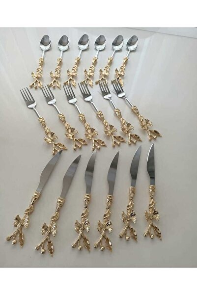 BULUTHOMEAKSESUAR طقم حلوى ذهبي 18 قطعة