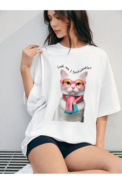 Jose Clothing Μπλουζάκι Unisex Λευκό εμπριμέ από οργανικό βαμβάκι Oversize με κοντό μανίκι