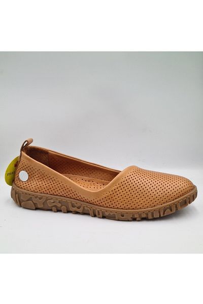 Mammamia D24YA-400 Tan Color Genuine Leather Anatomical Insole Women's Daily Casual Shoes