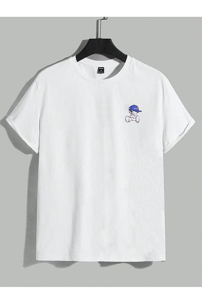 Jose Clothing Μπλουζάκι Unisex Λευκό εμπριμέ από οργανικό βαμβάκι Oversize με κοντό μανίκι