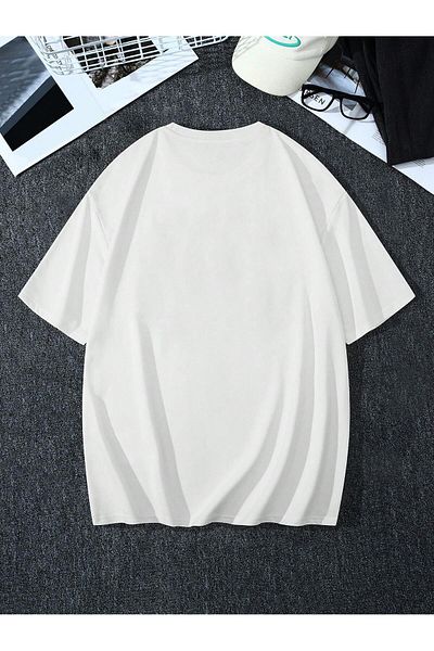 Jose Clothing Μπλουζάκι Unisex Λευκό εμπριμέ από οργανικό βαμβάκι Oversize με κοντό μανίκι