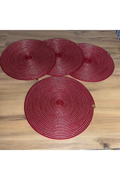 8 Ekim Tasarım Atölyesi 4 Pcs Red Plate Set - American Serving, Plate Altligt...