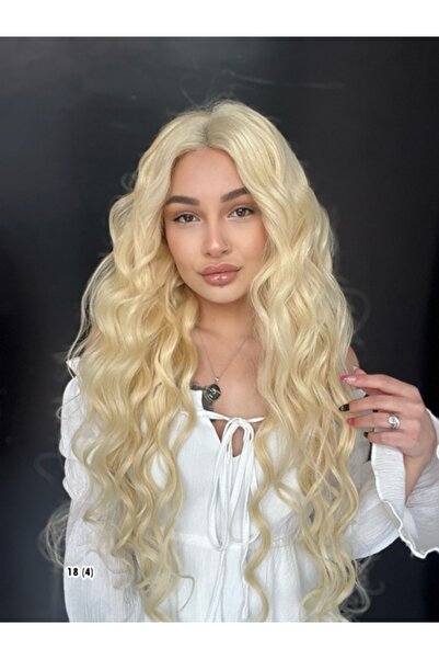 Suzan Peruk 80 Cm BOyasız platin Gerçek Saç Tül peruk Kişiye özel ombreli