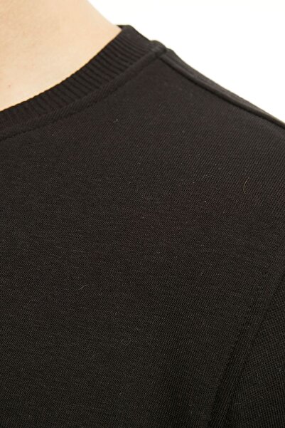 Uniprom Суитшърт с велосипедна яка, подплатена с полар, 3 нишки памук, нормален крой, мъжки, черен