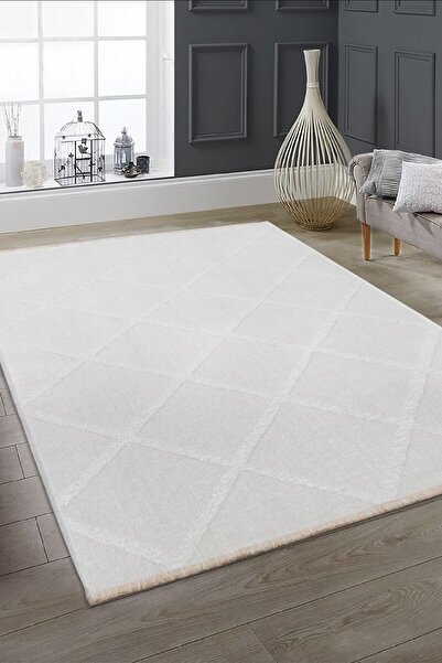 Valery Home Rodney Vl Yıkanabilir Kaydırmaz Çift Taraf Pamuk Dokuma Beyaz Pre...