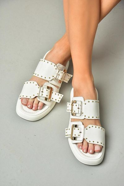Fox Shoes S518106509 White Women's Slippers