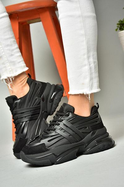 Fox Shoes S973602404 Αθλητικά Αθλητικά Παπούτσια από Μαύρο Υφασμάτινο Χοντρό Σόλα