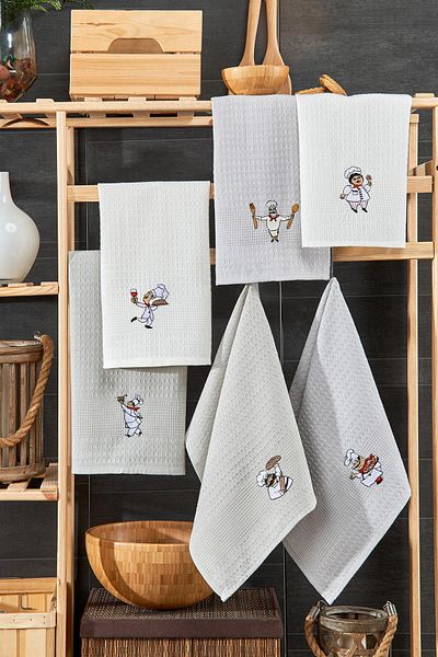 RASERSA Set of 6 Gray Kitchen Towels