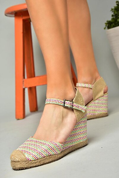 Fox Shoes P241612004 Colorful Fabric Wedge Heeled Women's Shoes