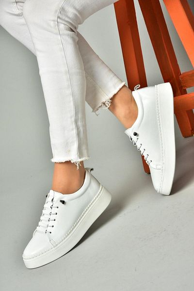 Fox Shoes P555305003 White Genuine Leather Sneakers Sneakers