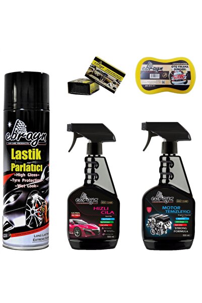 caraks Lastik Parlatıcı + Motor Temizleyici + Hızlı Cila + 2ad Göğüs Parlatıc...