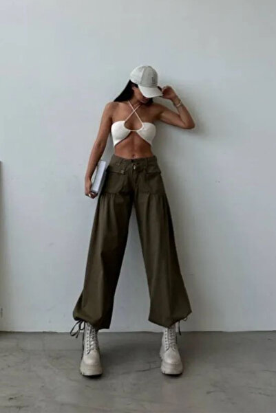 Ortaya Çık Khaki Tactical Baggy Pants - Relaxed Fit