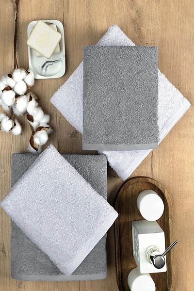 Mira Home 4-Piece Bath Towel Set Soft Large Towel Cotton Towel Set 90X150 Cm White