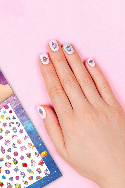 BearPear Sevimli Unicorn Renkli Tırnak Dövmesi