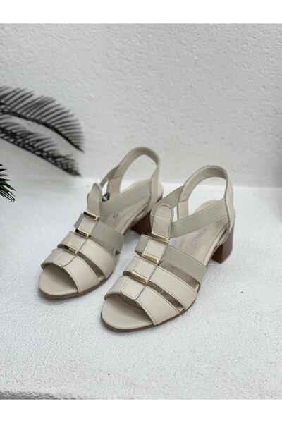 Venüs 1857227صندل نسائي بكعب 6 سم من الجلد الطبيعي المطاطي بإبزيم أمامي