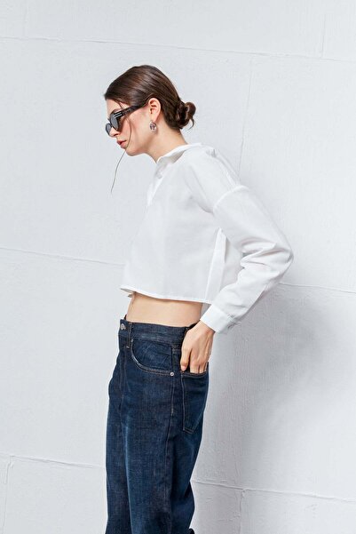 FABB Cămașă crop cu buzunar ecru