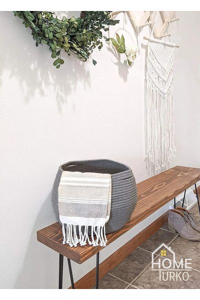 HomeTurko Bohemian Style Wicker and Jute Basket - Organizer and Decorative Curved
