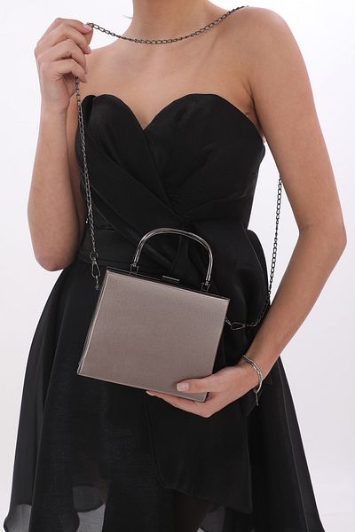 womenacs Material Tesatura Culoare Platina Rochie De Seara De Dama Pocheta Portofoliu