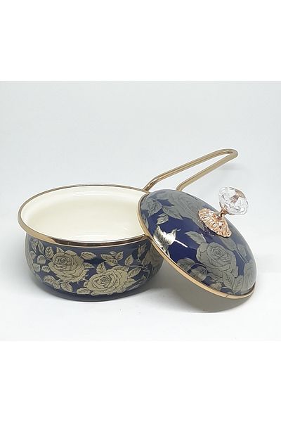 Avşar Enameled Evim 16 cm 900 ml Navy Blue Enameled Sauce Bowl