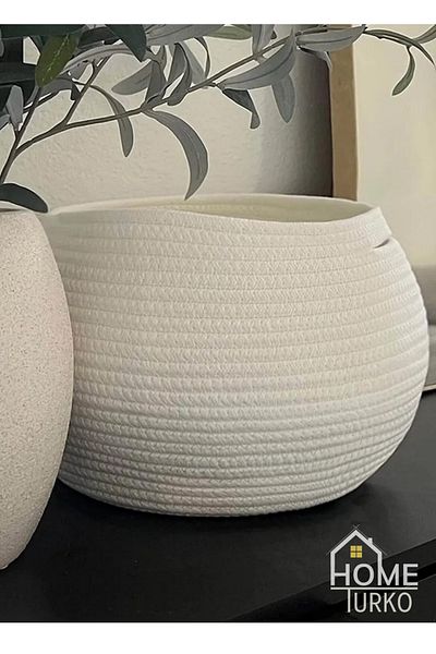 HomeTurko Καλάθι από ψάθινο και γιούτα Bohemian Style - Organizer και Διακοσμητικό Καμπυλωτό