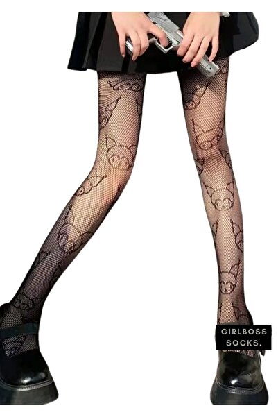 Girlboss Butik Sanrio Cosplay Kuromi importované síťované ponožky