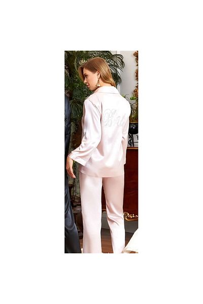 Jeremi 6523 Dowry Silk Satin Bride Pajama Set - Powder