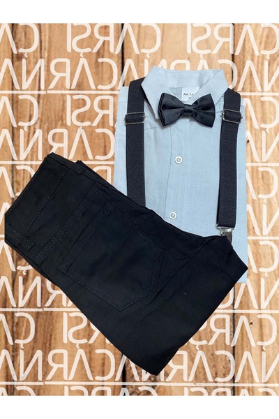 FATELLA Erkek Çocuk Uzun Katlama Kol Gömlek Pantolon Askı Papyon Set Alt Üst ...