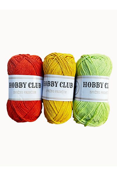 hobby club Set of 3 100% Premium Cotton Thread, Punch Thread, Amigurumi Thread, Cotton Knitting Thread