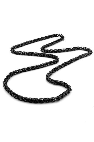 Solfera Black Mesh 4.5 mm Thickness Stainless Steel Men's Chain Necklace Q0837