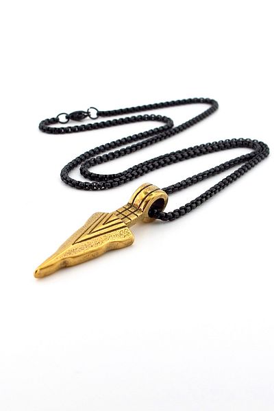 Solfera Spearhead Arrow Warrior 316L Stainless Steel Men's Necklace Chain Q0824