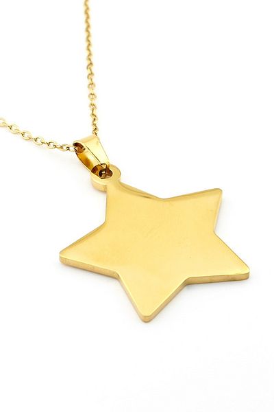 Solfera Bright Yellow Star Shaped Stainless Steel Necklace Chain - Q0805