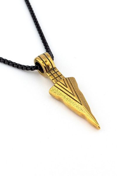Solfera Spearhead Arrow Warrior 316L Stainless Steel Men's Necklace Chain Q0824