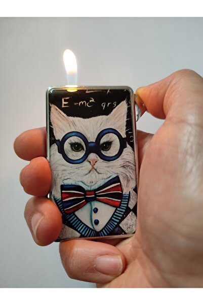 ASYA GIFTS Yılbaşı Hediyesi Kedi Figürlü Metal Gazlı Çakmak